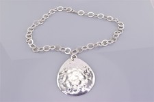 Silpada Sterling Silver Hammered N1181 Teardrop 925 Chain Necklace 18"