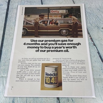 1973 Getty Oil Veedol 10/40 Car Vintage Print Ad/Poster Promo Art Magazine Page