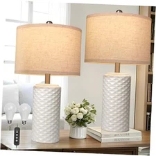 23" Bedside Lamps Set of 2, Dimmable Ceramic Table Lamps for Night Stands 