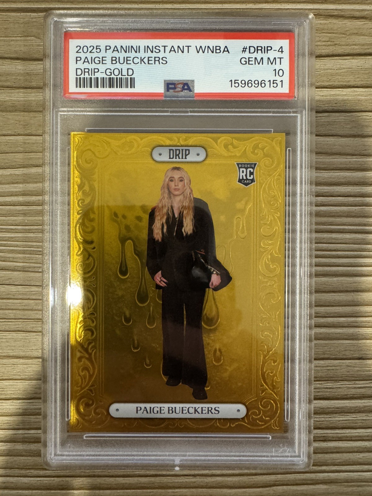 2025-26 Panini Instant WNBA Drip Paige Bueckers RC Gold /10 Dallas Wings PSA 10 view 2