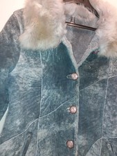 Lammfellmantel Carlo Comberti Gr.38-40/S-M Shearling Achselweite 51 cm Blau Pelz