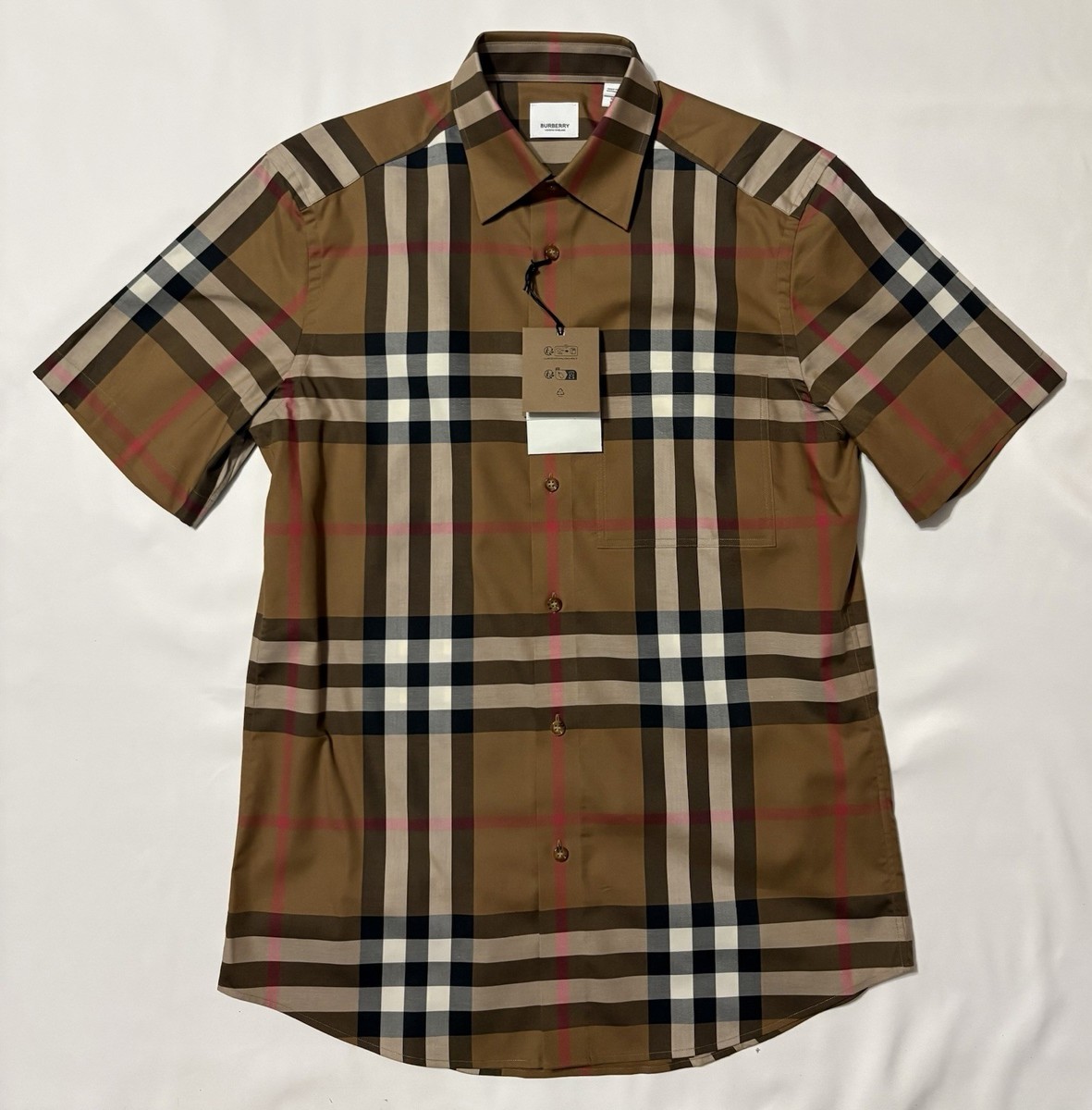 BURBERRY Shirt Taupe Brown IP Check Small A New With Tags | eBay