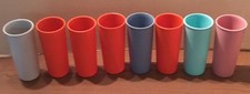 Vintage Lot of 8 Tupperware VariousColors Nesting Tumblers Cups 115