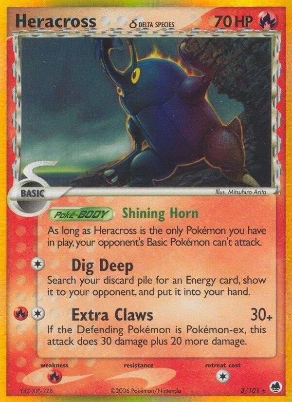 Pokémon TCG - Heracross (Delta) - 3/101 - Holo Dragon Frontiers [Moderate Play]