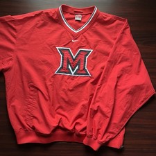 Vintage Miami Ohio Windbreaker Redhawks Center Swoosh Football 90s Size XXL