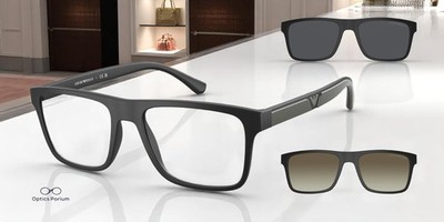EMPORIO ARMANI EA4115 58531W Rectangle Matte Black Clear 54 mm Men's Sunglasses