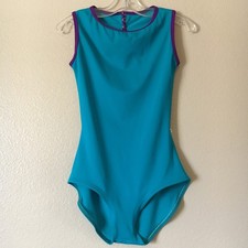 Yumiko Leotard S Larissa Dance Ballet Cyan Turquoise Purple Open Back