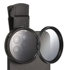 52mm Phone Camera Lens, Clip-On Graduated Color Filter, Gray