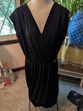 Michael Michael Kors black knit faux wrap elastic waist dress sz XL sz 16
