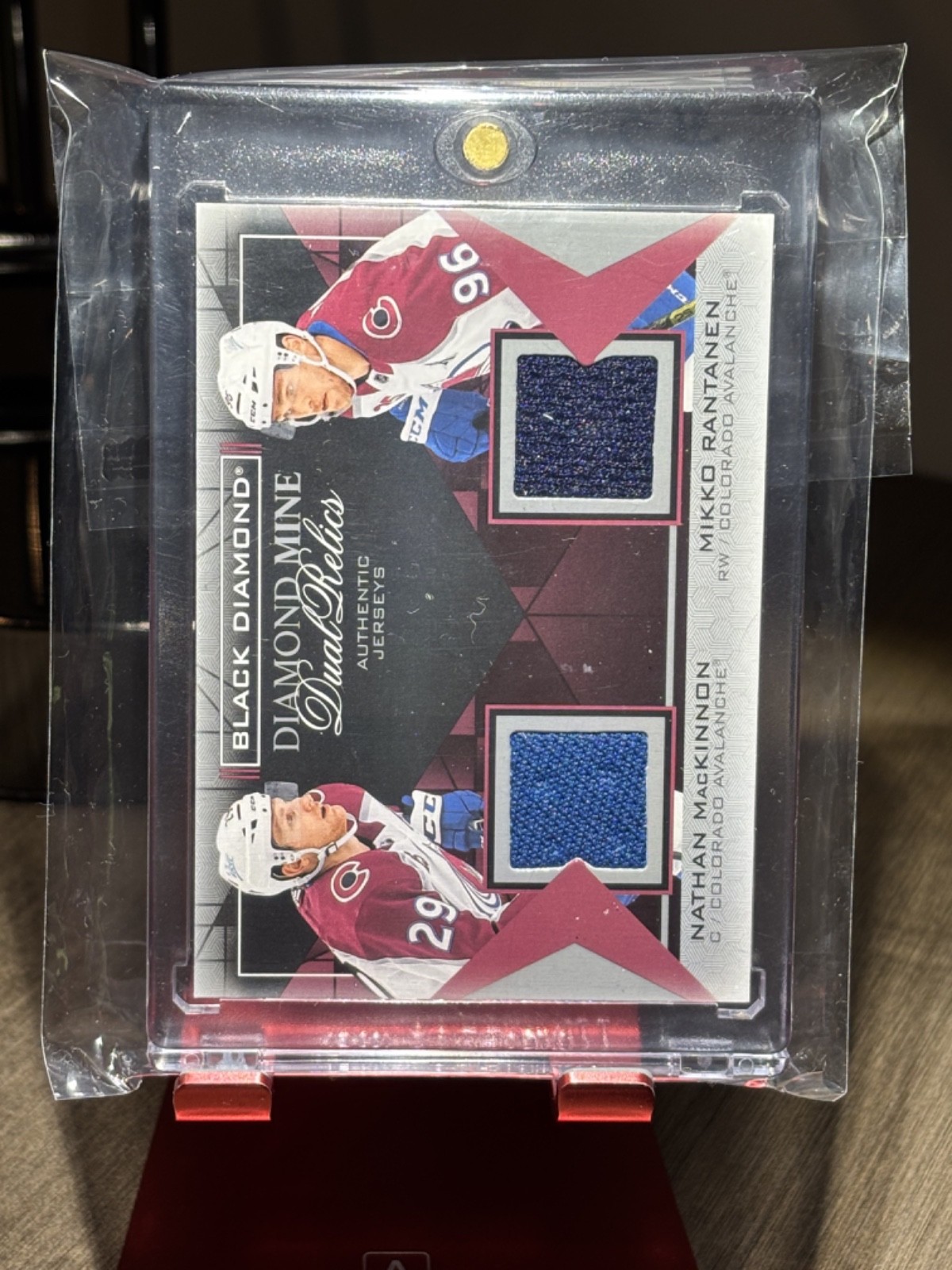Nathan MacKinnon, Mikko Rantanen #DMDR-MR Hockey Cards 2021 Upper Deck Black Diamond Mine Dual Relics trading card — raw and PSA graded price guide
