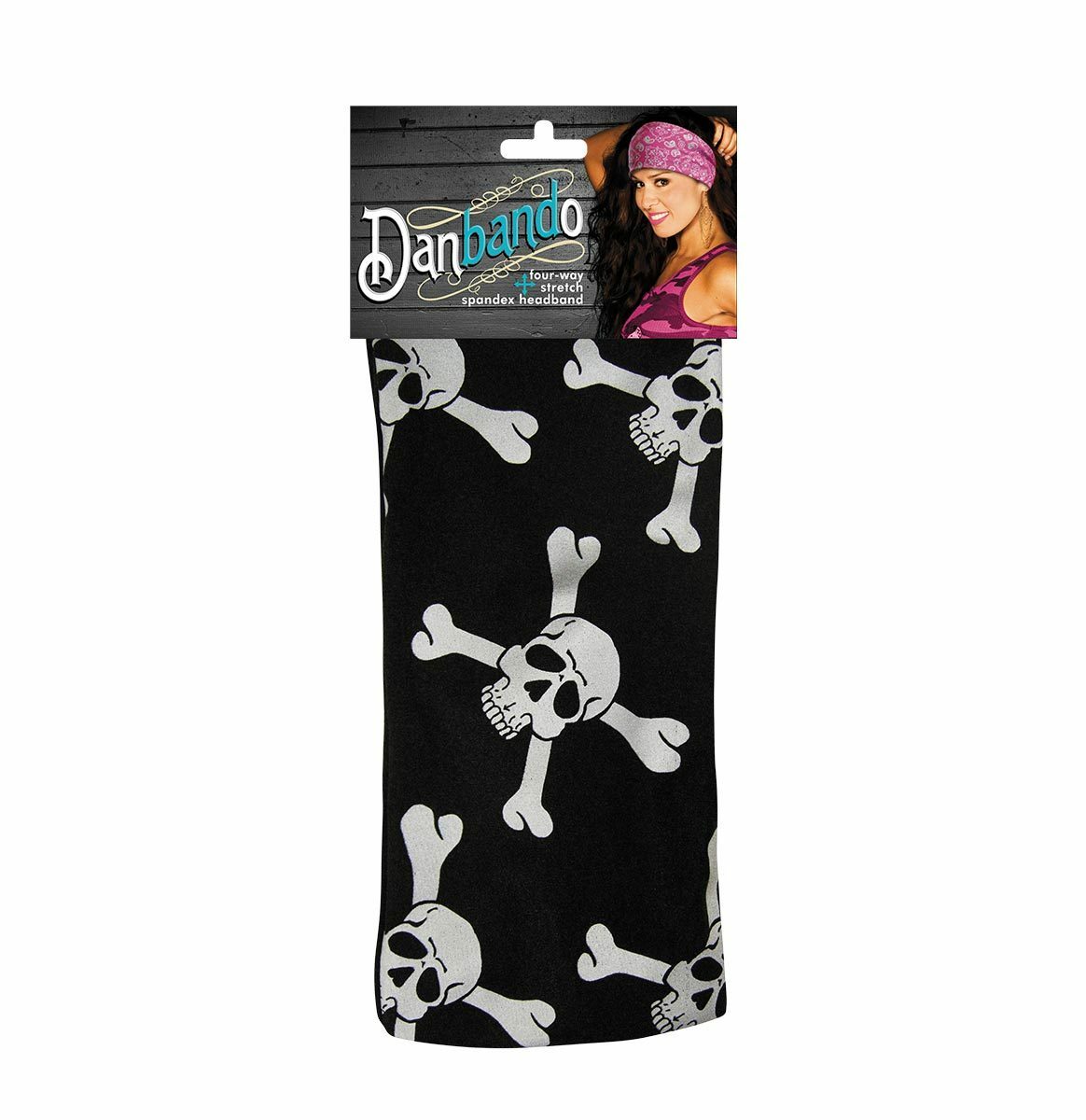 Black Silver Skull Crossbones Danbando Bandanna Head Wrap Sweatband Headband