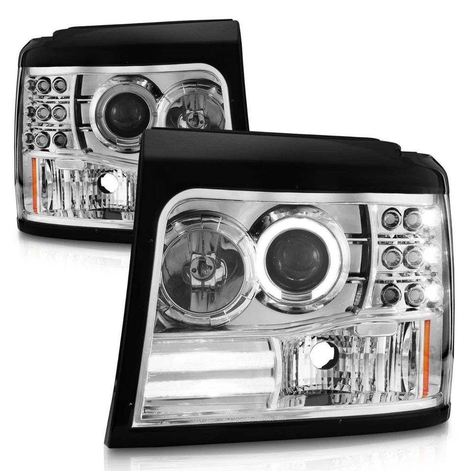 Anzo 111183 Chrome Halo Projector Headlights w/Parking LEDs for 92-96 Ford F-150 - Imagem 4 de 4