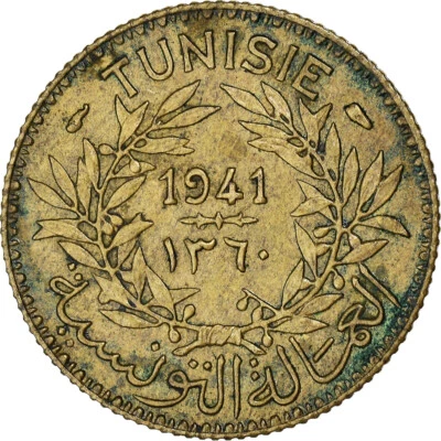 [#1039524] Münze, Tunesien, Anonymous, Franc, 1941, Paris, S+, Aluminum-Bronze,  - Bild 1 von 2
