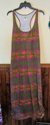 ROUTE 66 WOMENS SIZES S, M & L GREEN/PINK MOSAIC SUMMER MAXI SUN DRESS NWT