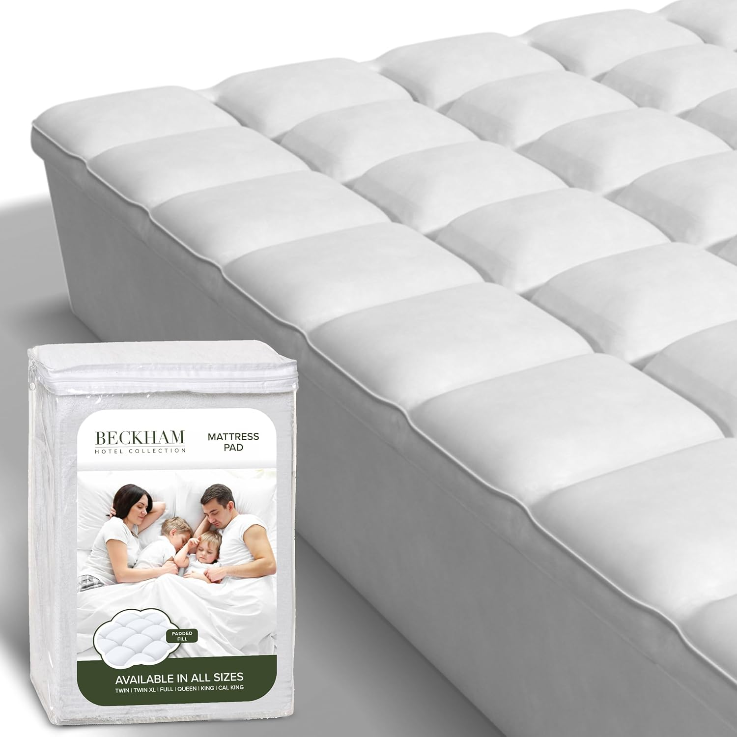 Queen Size Hybrid Mattress Protector & Pad - Extra Padded, Thick, Plush, & Fitte