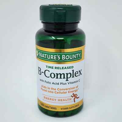 Nature's Bounty B-Complex w/ Folic Acid + Vitamin C, Time Released, 125 Tablets