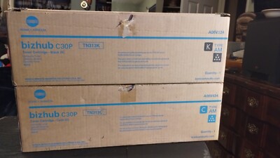 Konica Minolta A06V434 TN313C Cyan  TN313K Black Toner Cartridge BizHub C30P Lot