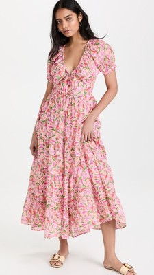 NWT Banjanan Norma MAXI Dress Size M Bloom Rose Pink #1C406