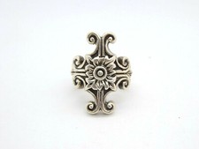 Andrew Valdez Artisan Silver Ornate Flower Scroll Ring, size 6