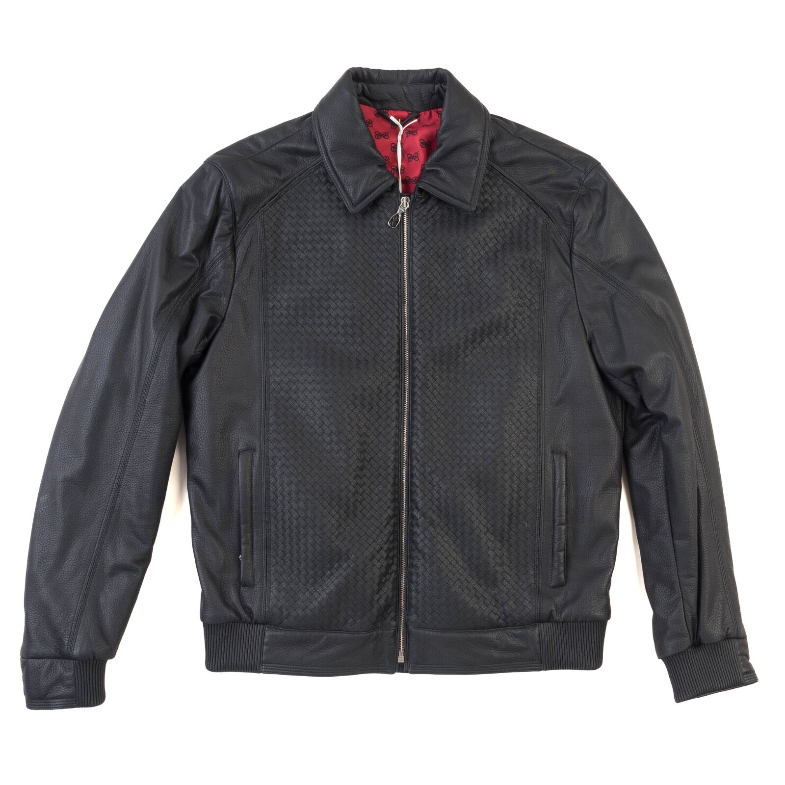 5640€ NWT CASTELLO D'ORO Bomber Woven Soft Black Biker Coat Jacket EU:50 US:40