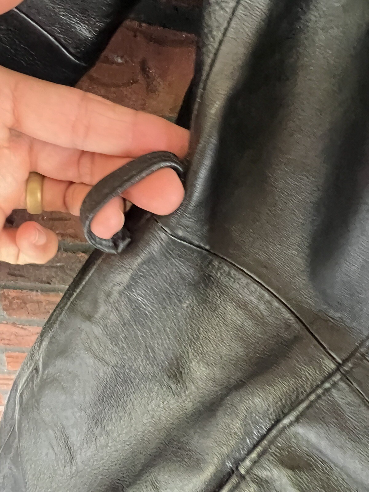 Authentic Leather Jacket Large Full Zip Pocket Co… - image 12