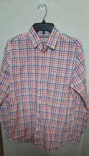 Express Mens Long Sleeve Button Up Shirt Size M Blue Pink Preppy Career Casual
