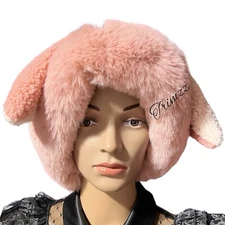 Winter Hat Size OS..……….Fluffy and Soft Rose Beanie Hat with Ears.  New