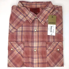 The Foundry Men's Size LT Shirt Red Plaid  Western Style Snap Button NWT $50