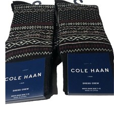 Cole Haan Dress Crew Socks Men's Shoe Size 7-12 Multi Black Red White 2 Pairs 