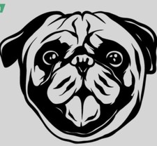 New Pug Dog Pet Decal Sticker Black or White Vinyl Handmade Window Decal 4  
