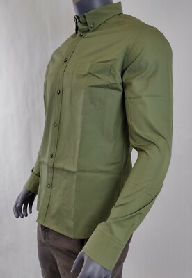 slim fit dress slacks Moss Green Textured Shirt main image 0