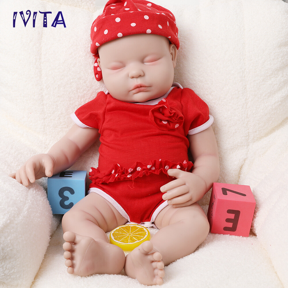 IVITA 18'' Eyes Closed Silicone Reborn Baby GIRL Cute Newborn Sleeping Baby