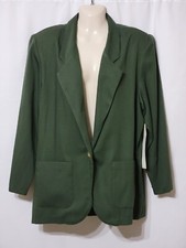 NEW VINTAGE MAGGIE LAWRENCE BLAZER JACKET GREEN SINGLE BUTTON LARGE USA MADE