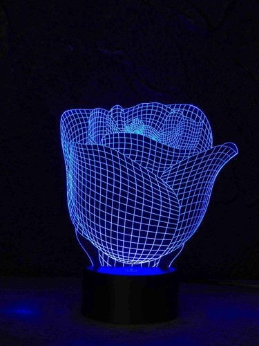 originelle 3D LED-Lampe Rose Tischlampe Nachttischlampe Mehrfarbenlicht Wohnlich - Bild 2 von 8