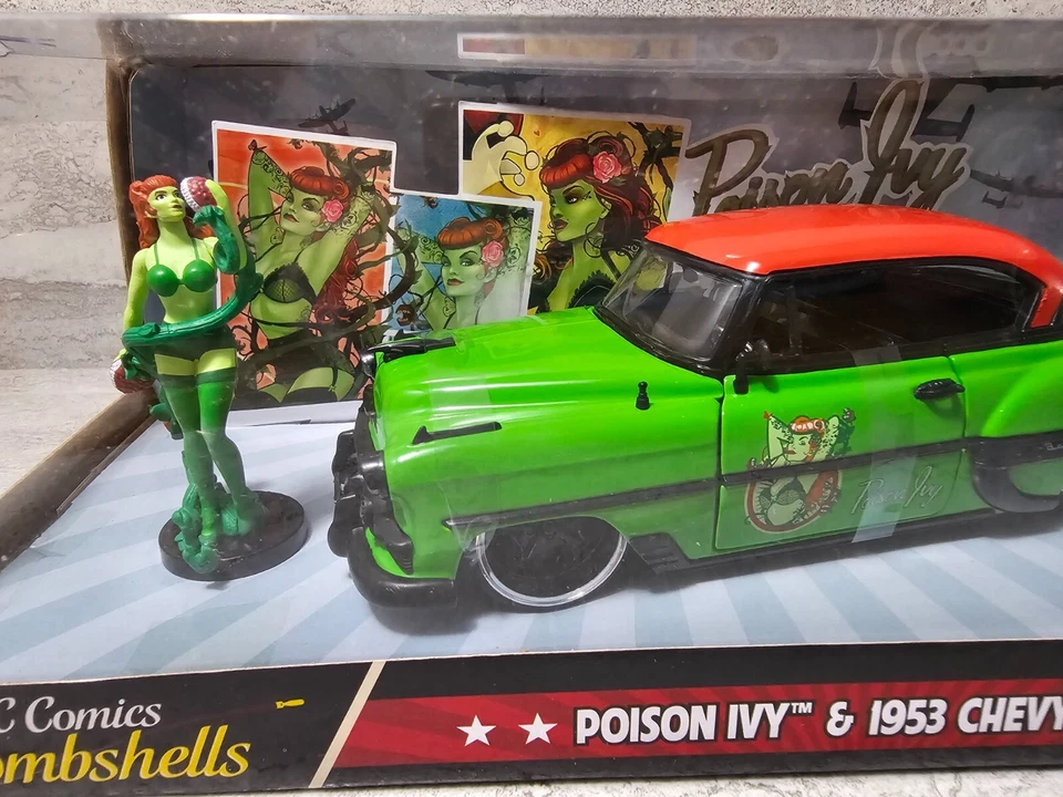 Jada Toys DC Comics Bombshells Poison Ivy y Chevy Bel Air 1953 auto fundido a presión nuevo en caja Foto 2 de 4
