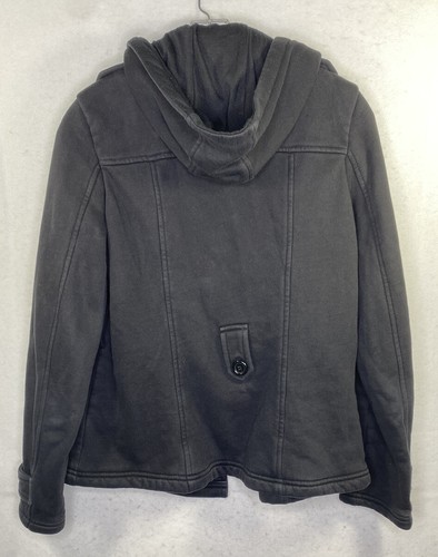 Jones New York Sweater Jacket A-line Warm Lined With Hood Size Small Black - Picture 6 of 8