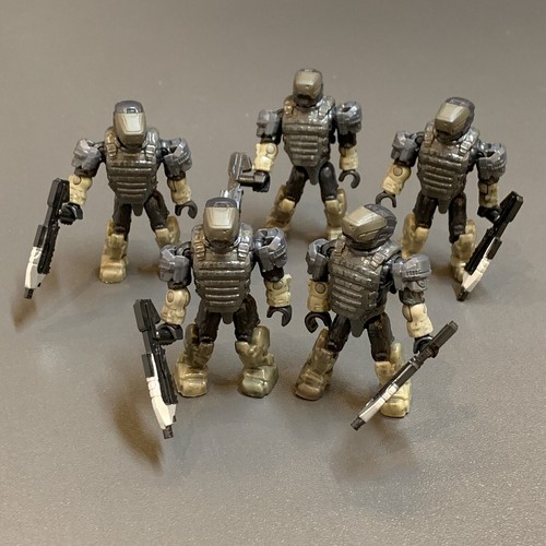 Lot 5 Figures & 5 Gun Mega Bloks Construx Bloks Halo UNSC Spartan Figure #q6x