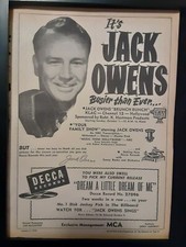 Jack Owens Rare Original Decca Records Promo Poster Ad Framed!