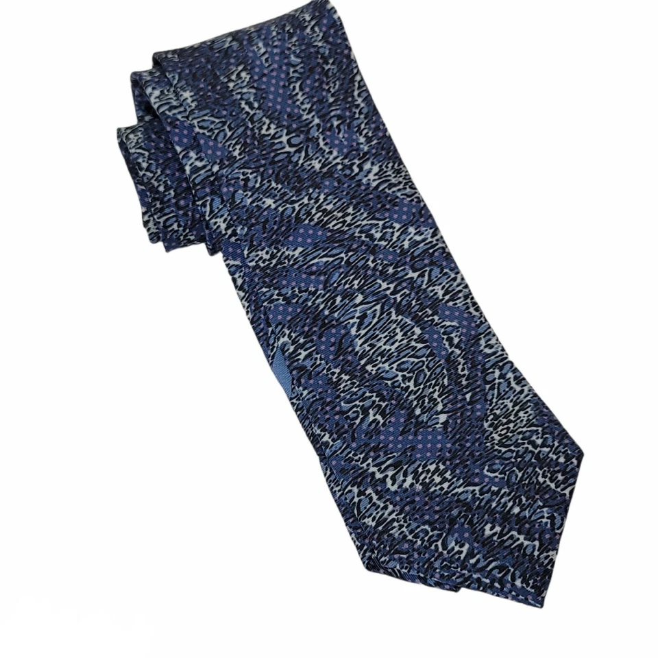 Corbata abstracta ROBERTO CAVALLI para hombre azul mezcla seda ITALIA lujo usada en excelente estado rara Foto 3 de 4