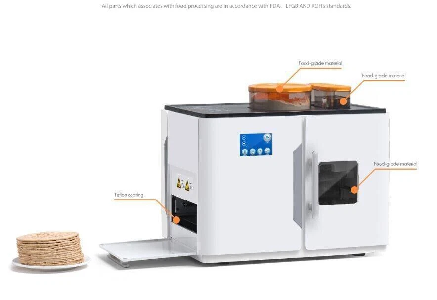 1800 W Volledig Automatische Elektrische Roti Robot Flatbread Tortilla Roti Magic Volledig Making Machine Rotimatic Roti Maker,Volledig Proces van Doughball tot Puffy Roti,One-Click Productie
