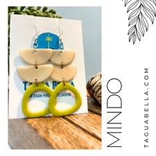 TAGUA EARRINGS, tagua nut jewelry artisan handcrafted in Ecuador unique gift NWT