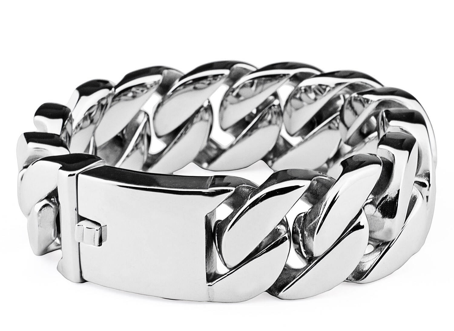 Polished Men's 28mm Heavy Stainless Steel Curb Large Rocker 
