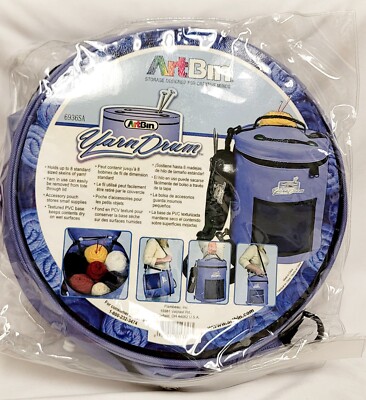 New Art Bin Yarn Drum Purple Pouch Holds 8 Skeins Travel Knitting Organizer