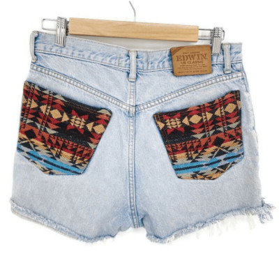 Edwin Jean Cutoff Shorts with Aztec Patches Sz 30