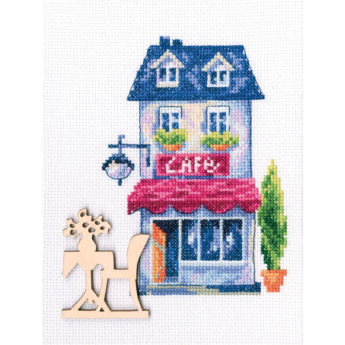 RTO counted Cross Stitch Kit with plywood form ""My sweet home"" MBE9011, 10,5x15