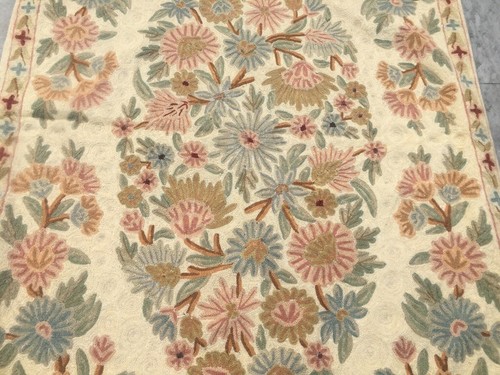 Vintage French Style Aubusson Rug Needlepoint Chain stitch Rug 3x5 ft Free Ship - Picture 2 of 8