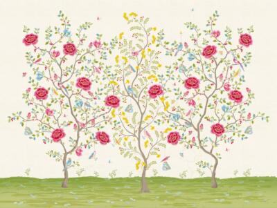 Eijffinger Tapete 341094 Pip Studio 3 Wandpaneele bunt Baum Blumen Blüten Vlies