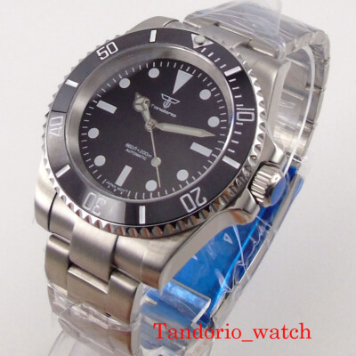 40mm Tandorio 20ATM Black Dial Japan NH35A Automatic Diving Watch Sapphire Glass