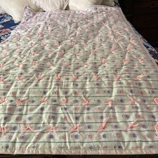 Quilted Machine Stitched Hand Tied Lap Blanket/Baby Girl Blanket 42" x 62"