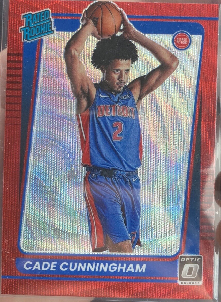 2021-22 Panini Donruss Optic Cade Cunningham Red Wave Rookie RC #161 SP Pistons